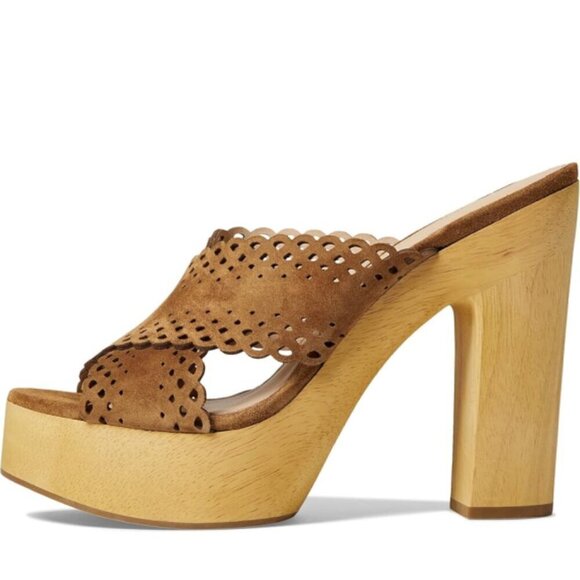 Veronica Beard 'Gaynor' Scalloped Suede Platform Sandals, Hazelwood - Picture 2 of 5